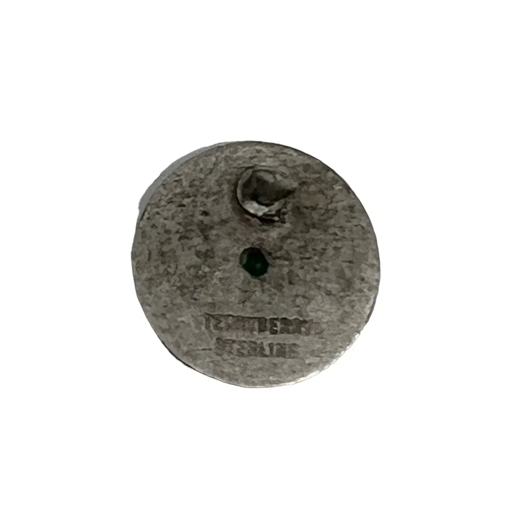 Vintage Terryberry‎ Sterling Tie Tack Green Center Stone Wheel Recognition Pin
